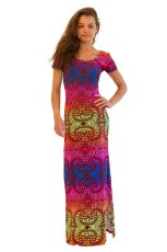 画像1: SPACE TRIBE - Slinky Dress レディース・ドレス ワンピース「Rainbow Fractal」 (1)