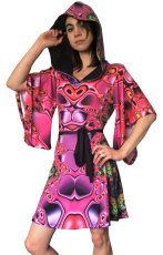 画像4: SPACE TRIBE - Hooded Kimono Dress スペーストライブ レディース ワンピース「Chromatic Fractal」 (4)